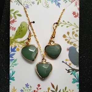 Heart necklace and earrings set